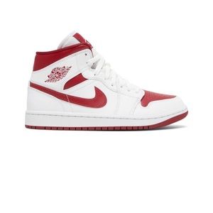 Women’s Air Jordan 1 Mid White with Red
